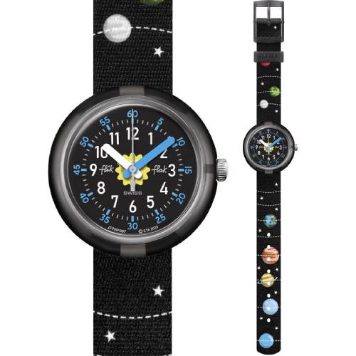 FLIK FLAK Solar System Black Fabric Strap ZFPNP097