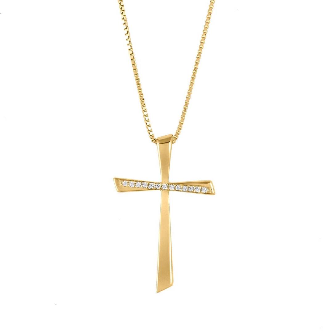 Diamond Jools χρυσός σταυρός βάπτισης DC226