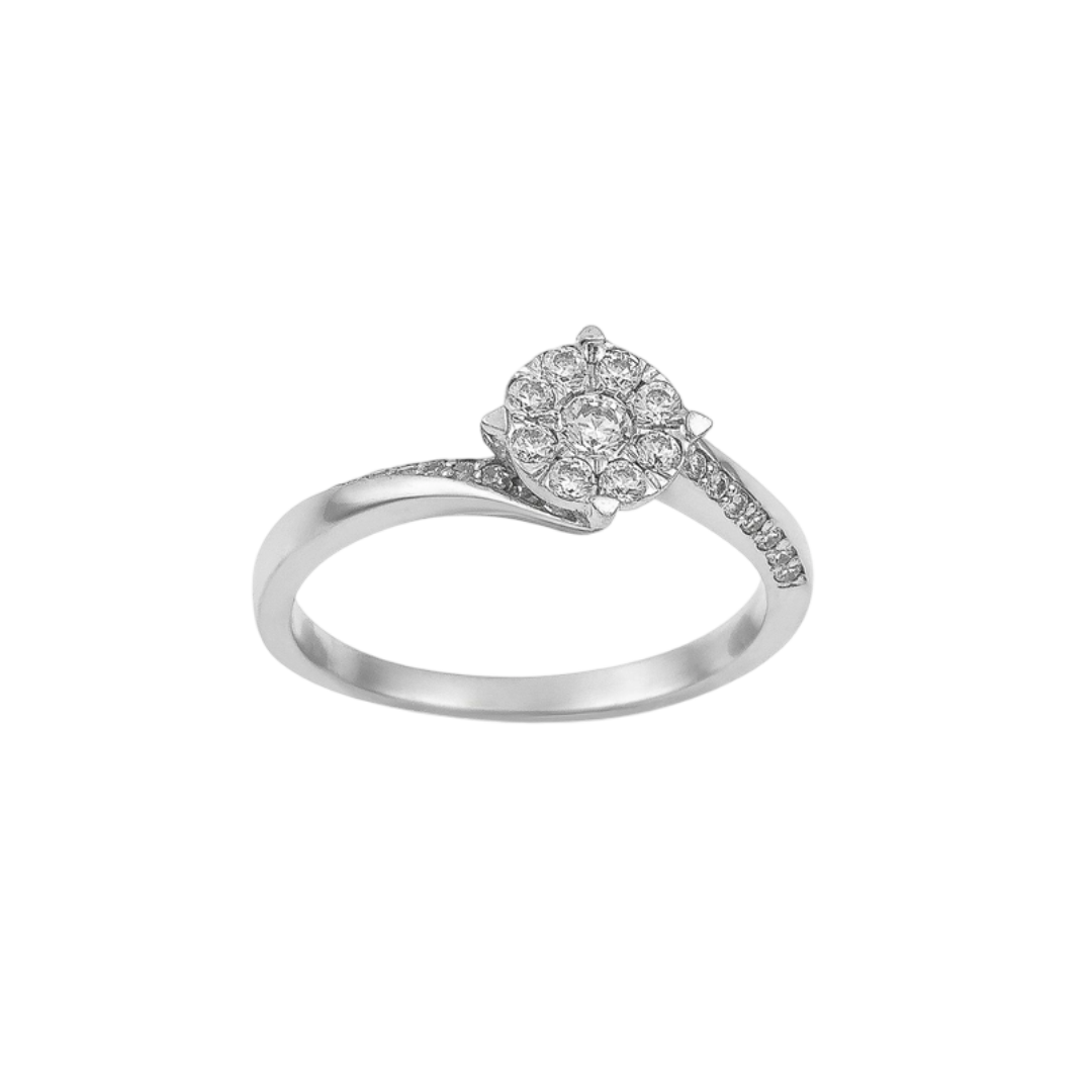 Illusion δαχτυλίδι 0.23ct από λευκόχρυσο 18Κ EM017