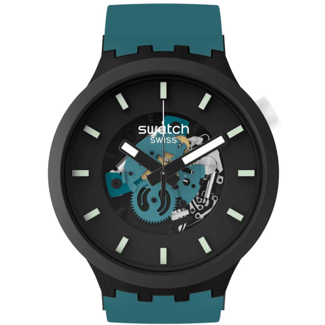 Unisex ρολόι Swatch SB03B107 με πετρόλ λουράκι