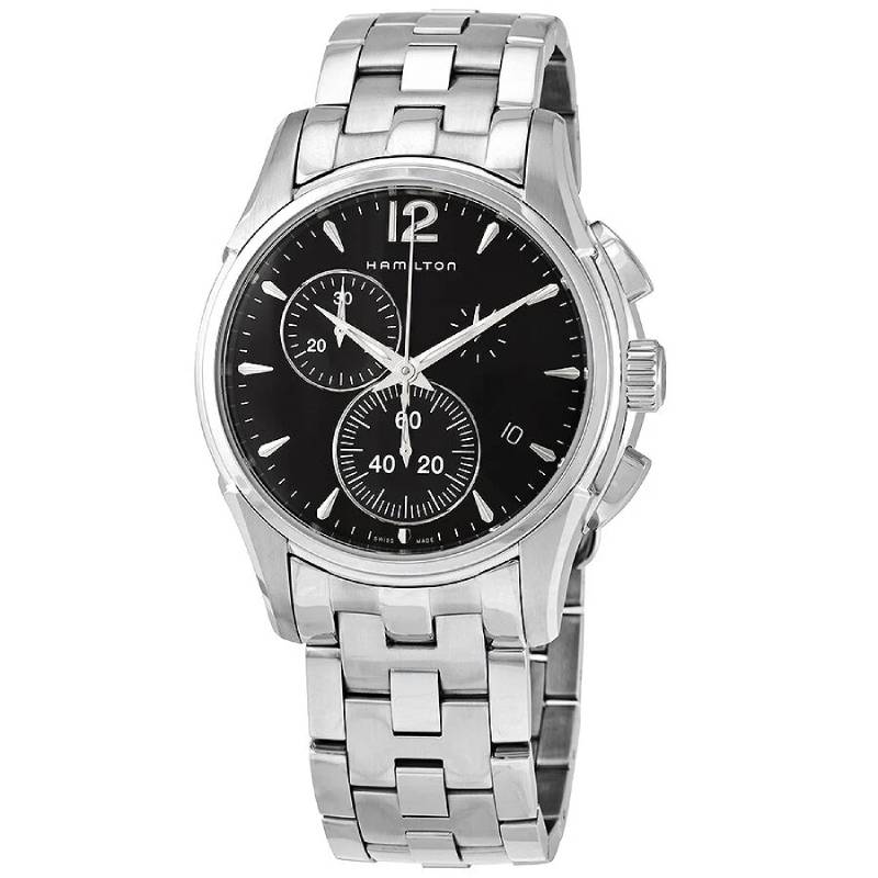 Ρολόι Hamilton Jazzmaster Chrono Quarzo με ασημί ατσάλινο μπρασελέ H32612131