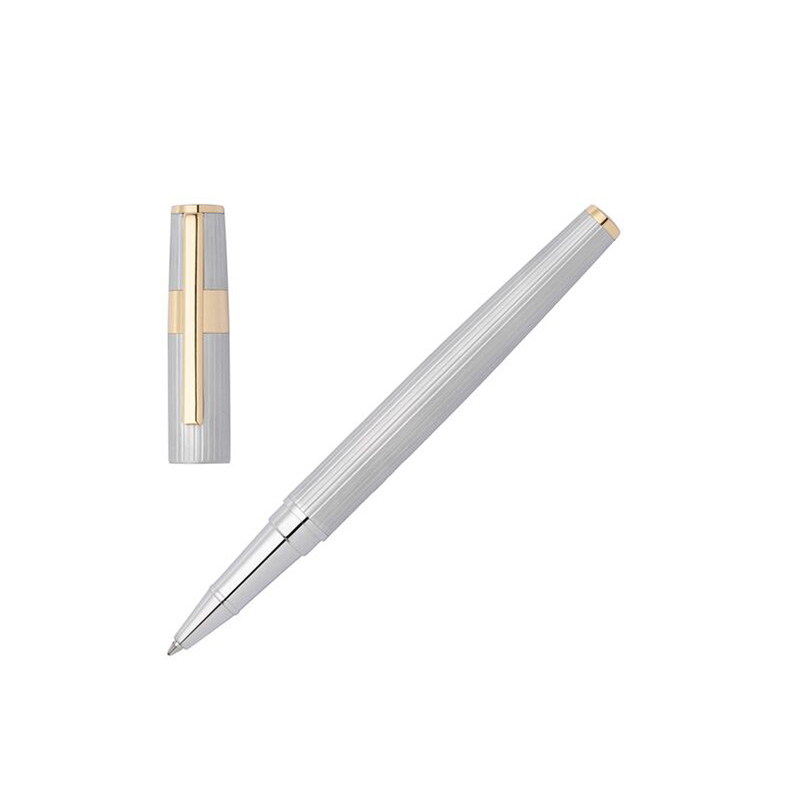 HUGO BOSS Rollerball Pen Gear Pinstripe Silver HSV2855B