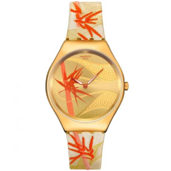 SWATCH GOLDEN RED BAMBOO SKIN Υφασμάτινο λουράκι σιλικόνης SYXZ105