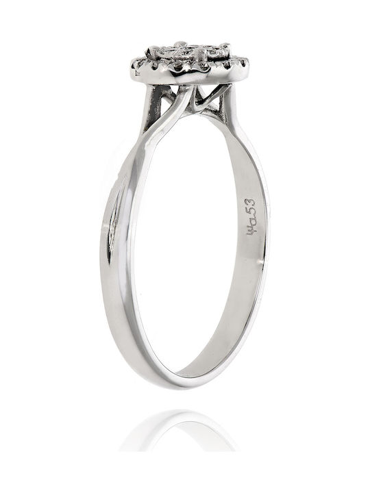 Δαχτυλίδι ροζέτα με διαμάντια 0.24CT από λευκόχρυσο 18Κ EM09 