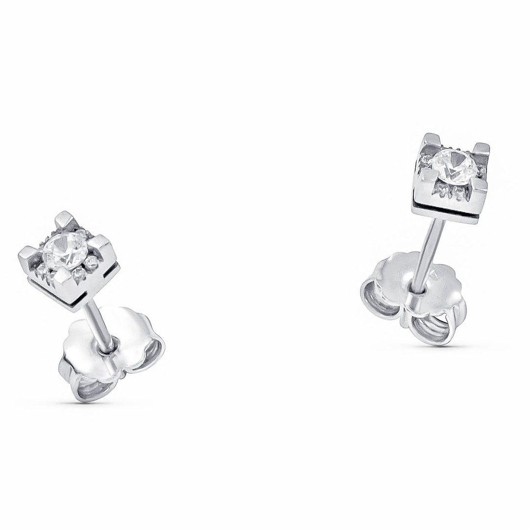 Σκουλαρίκια Mονόπετρα  με Διαμάντια  0.27ct από λευκόχρυσο 18Κ  LE247
