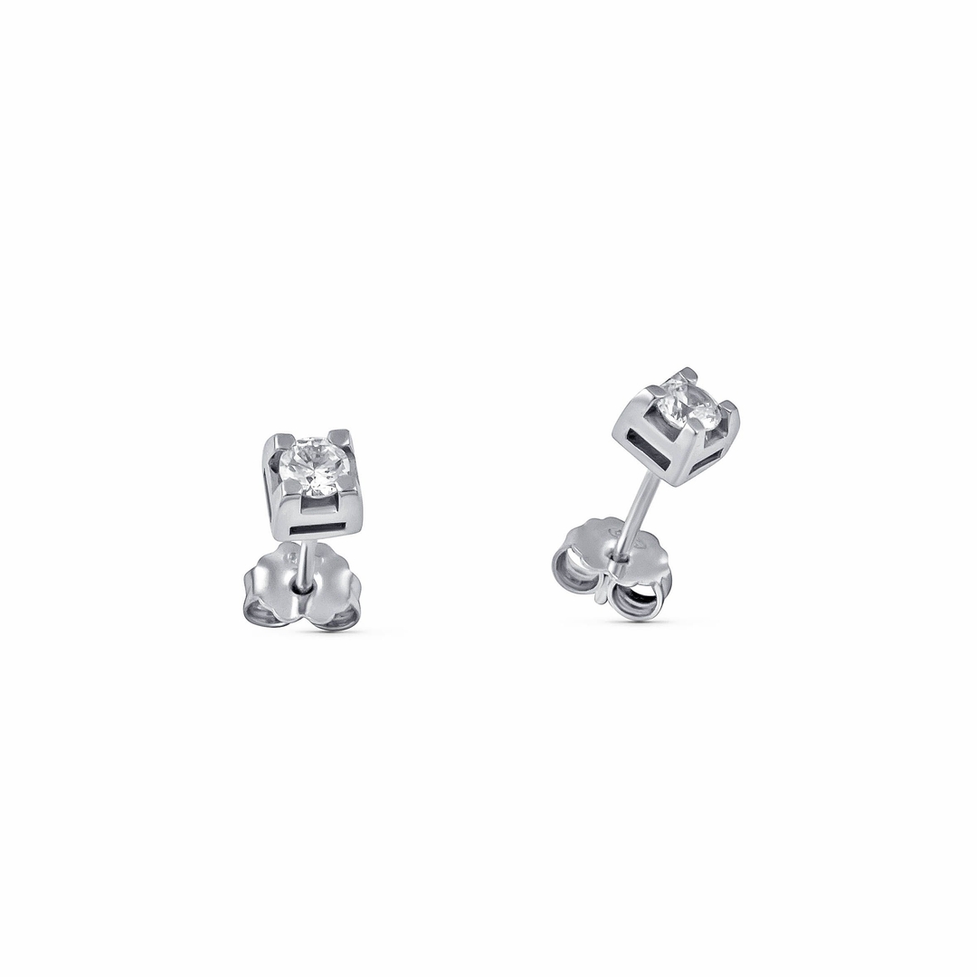 Σκουλαρίκια Mονόπετρα  με Διαμάντια 0.38ct από λευκόχρυσο 18Κ LE152