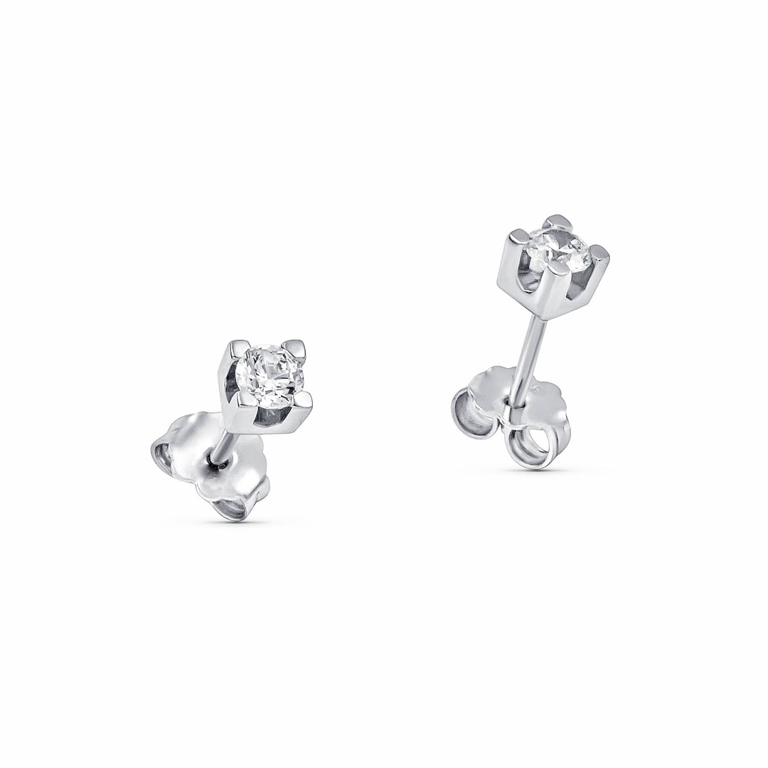 Σκουλαρίκια Mονόπετρα  με Διαμάντια 0.38ct από λευκόχρυσο 18Κ LE013