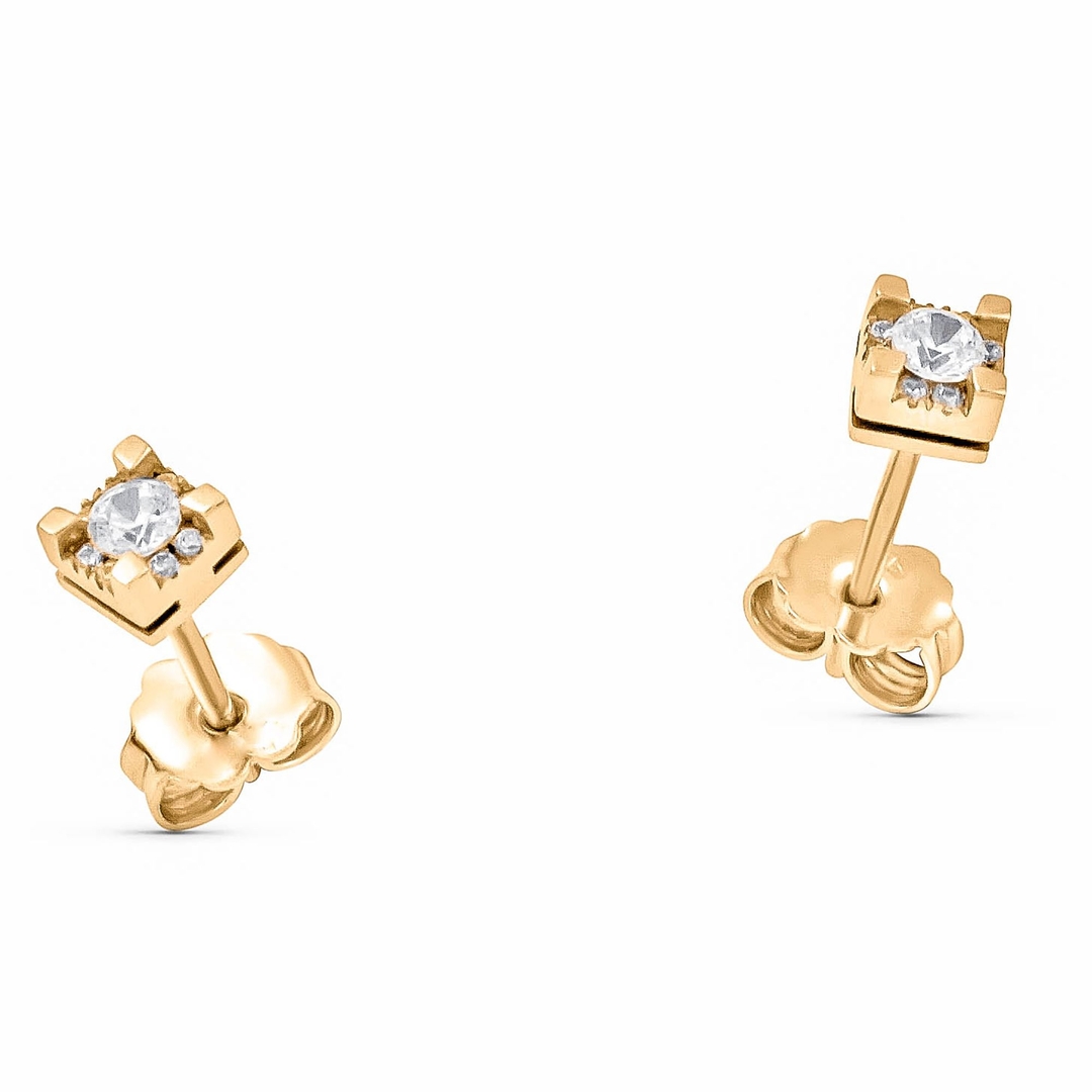 Σκουλαρίκια Mονόπετρα  με Διαμάντια 0.27ct από κίτρινο χρυσό 18K LE247