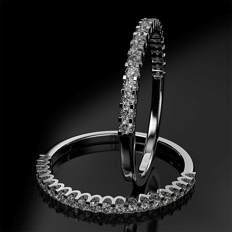 Δαχτυλίδι μισόβερο σειρέ με διαμάντια 0.20CT από λευκόχρυσο 18K ETH011
