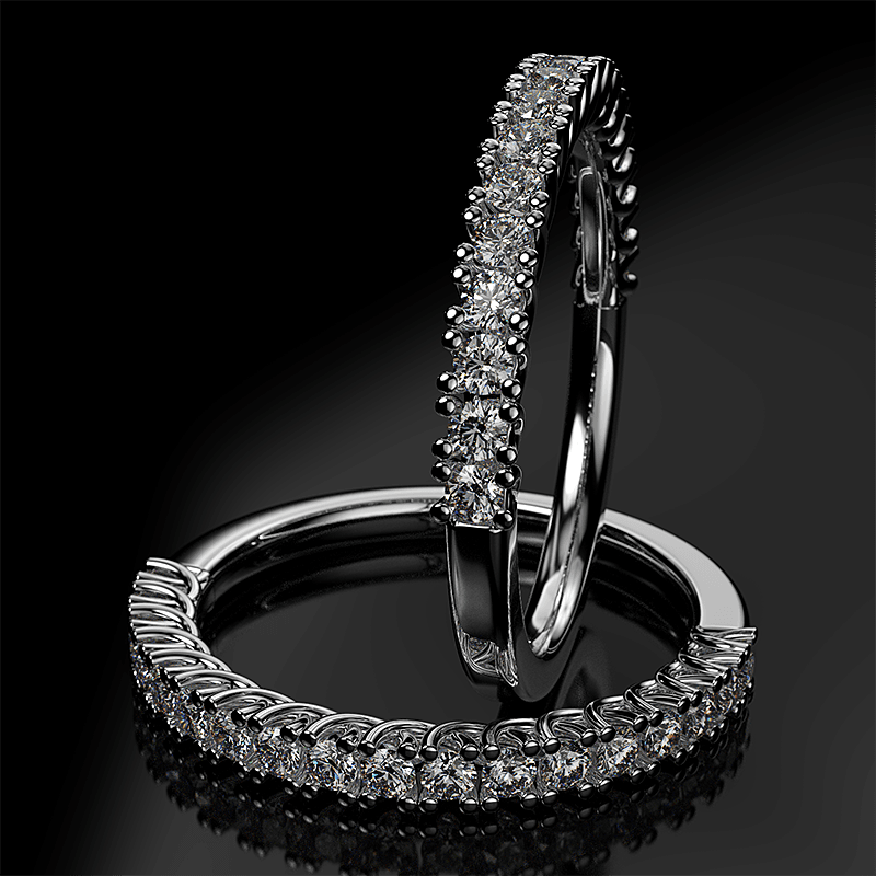 Δαχτυλίδι μισόβερο σειρέ με διαμάντια 0.37CT από λευκόχρυσο 18K ETH05
