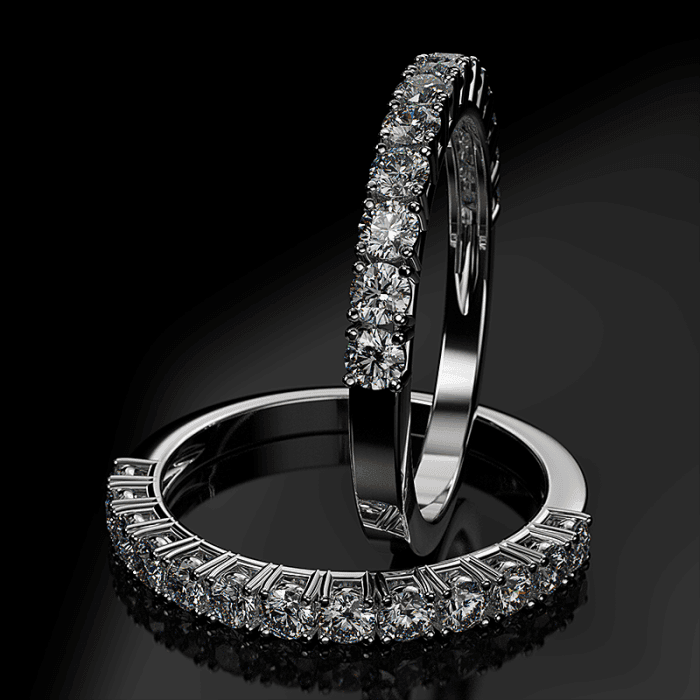 Δαχτυλίδι μισόβερο σειρέ με διαμάντια 0.54CT από λευκόχρυσο 18K ETH09