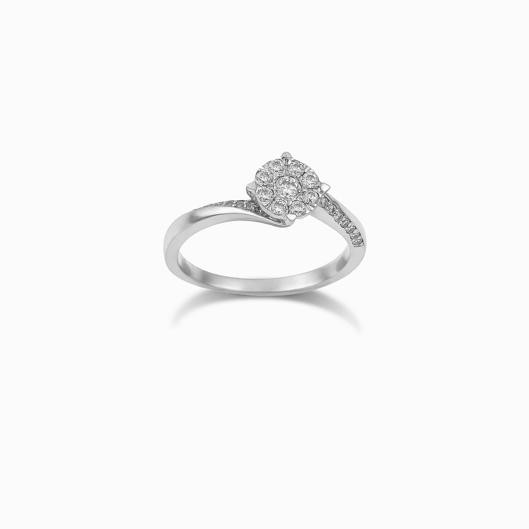Δαχτυλίδι Μονόπετρο με διαμάντια  illusion 0.23ct από λευκόχρυσο 18Κ EM017