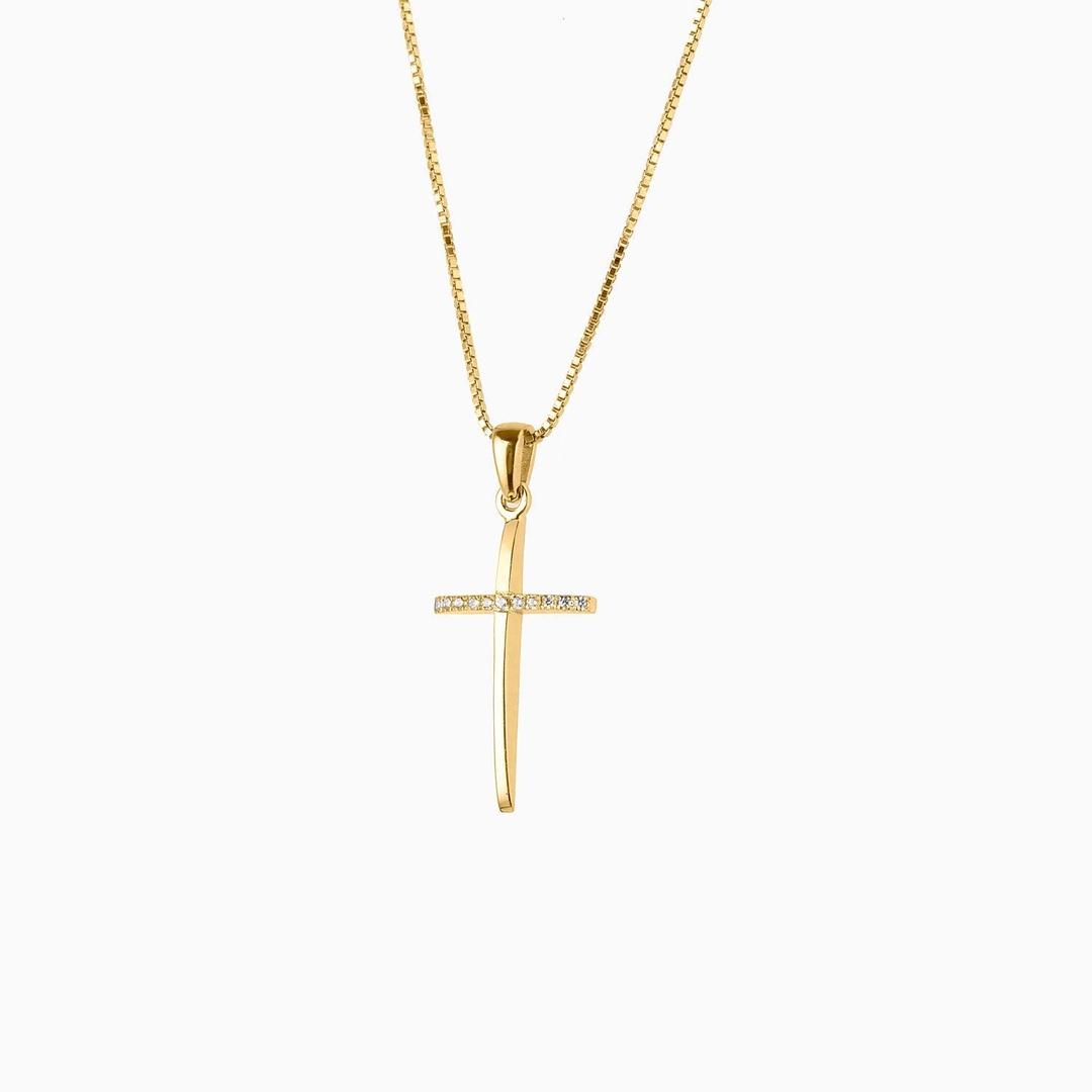 Diamond Jools χρυσός σταυρός βάπτισης με διαμάντια DC189