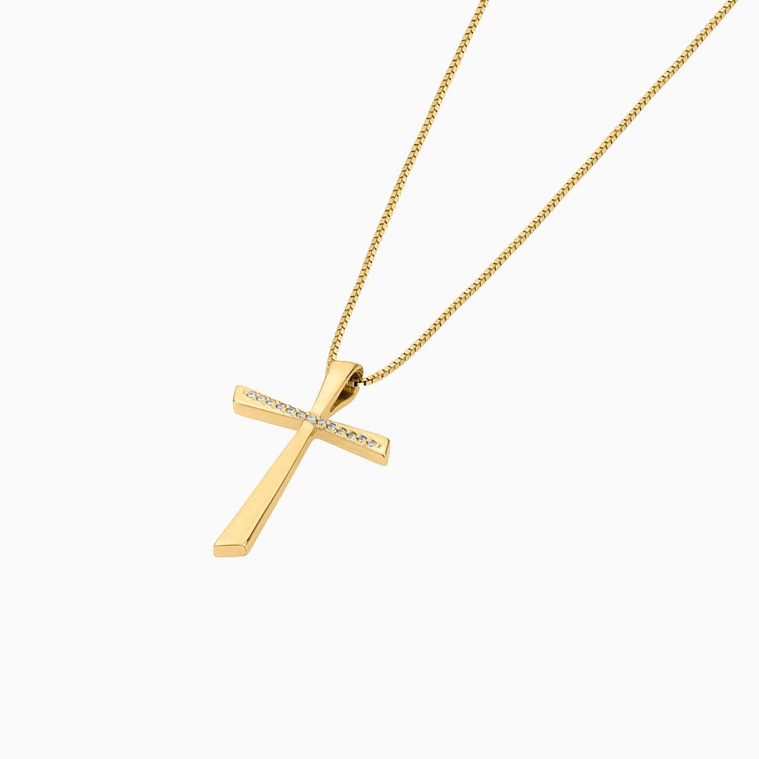 Diamond Jools χρυσός σταυρός βάπτισης με διαμάντια DC226