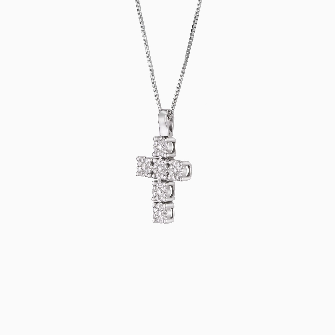Diamond Jools λευκόχρυσος σταυρός βάπτισης με διαμάντια EM08
