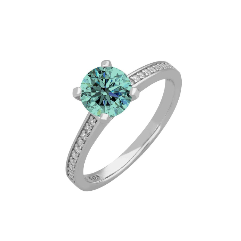 Δαχτυλίδι Brizzling από επιπλατινωμένο ασήμι 925 & διαμάντι Μοϊσανίτη BMR001B-14