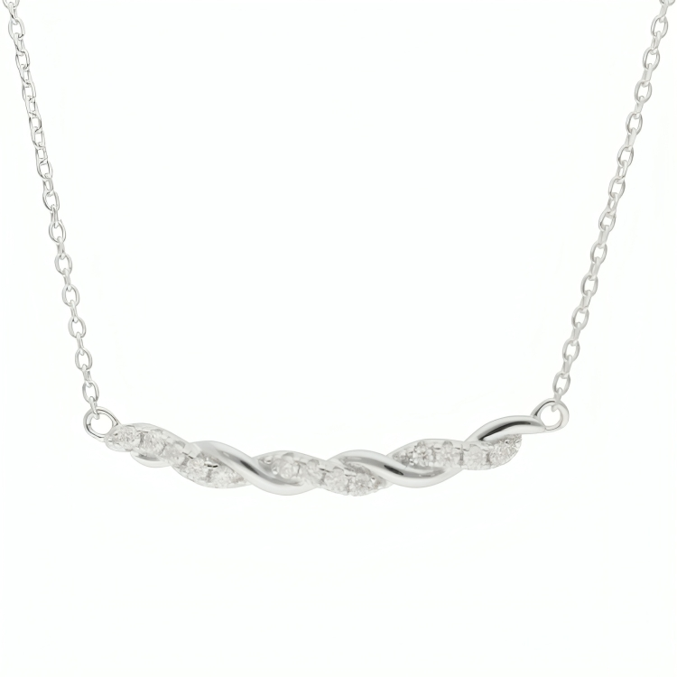 Κολιέ Brizzling από επιπλατινωμένο ασήμι 925 & διαμάντι Μοϊσανίτη BMP106