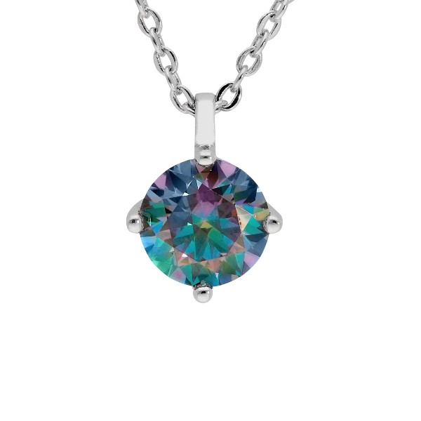 Κολιέ Brizzling από επιπλατινωμένο ασήμι 925 & διαμάντι Μοϊσανίτη BMP2078-D