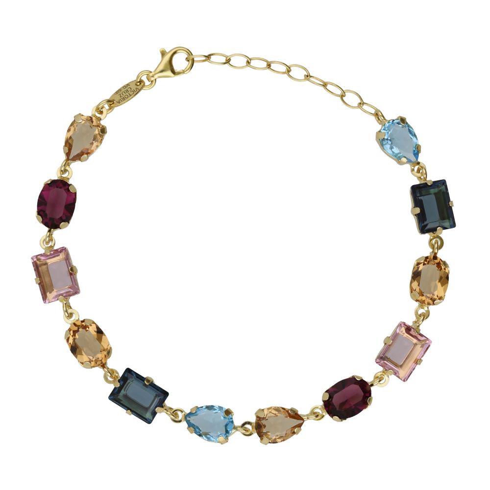 Βραχιόλι Victoria Cruz από επιχρυσωμένο ασήμι 925° με Swarovski πέτρες A5483-MDP