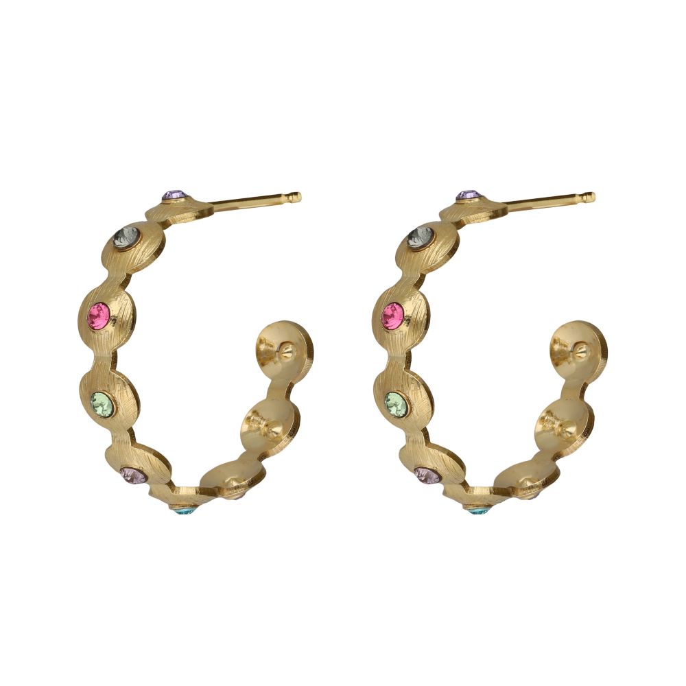 Σκουλαρίκια Victoria Cruz από επιχρυσωμένο ασήμι 925° με Swarovski πέτρες A5492-MDT