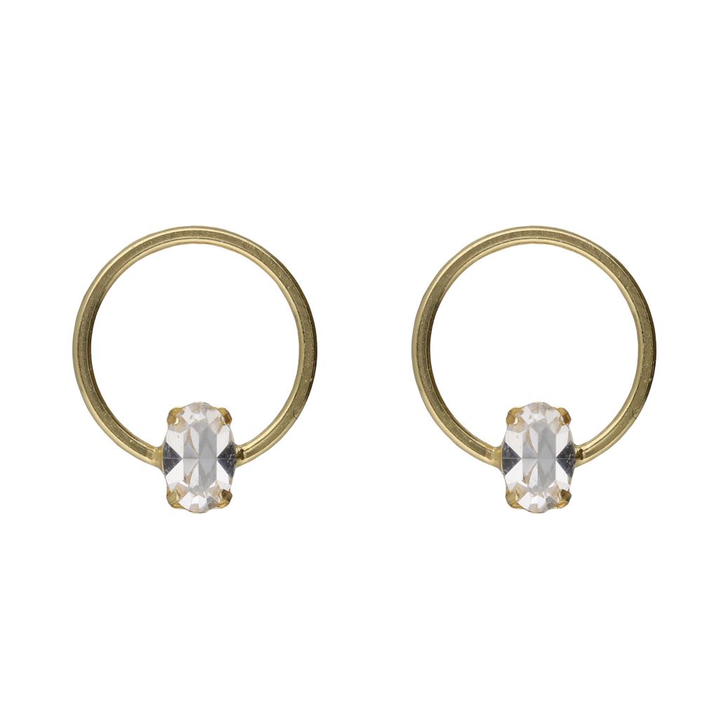 Σκουλαρίκια Victoria Cruz από επιχρυσωμένο ασήμι 925° με Swarovski πέτρες A5528-07DT