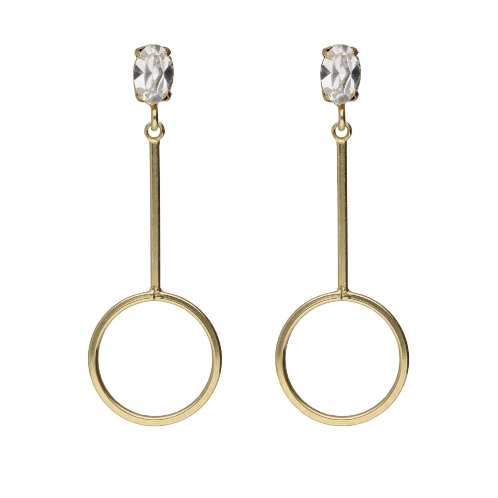 Σκουλαρίκια Victoria Cruz από επιχρυσωμένο ασήμι 925° με Swarovski πέτρες A5529-07DT