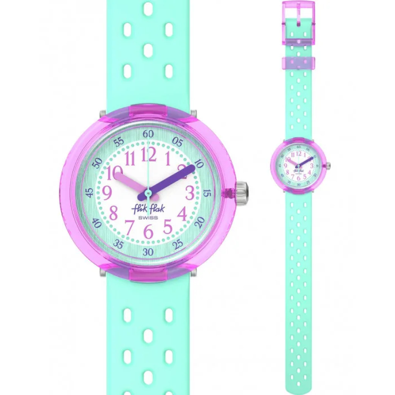 FLIK FLAK  Fizz In Mint with Turqoise Silicone Strap ZFCNP003