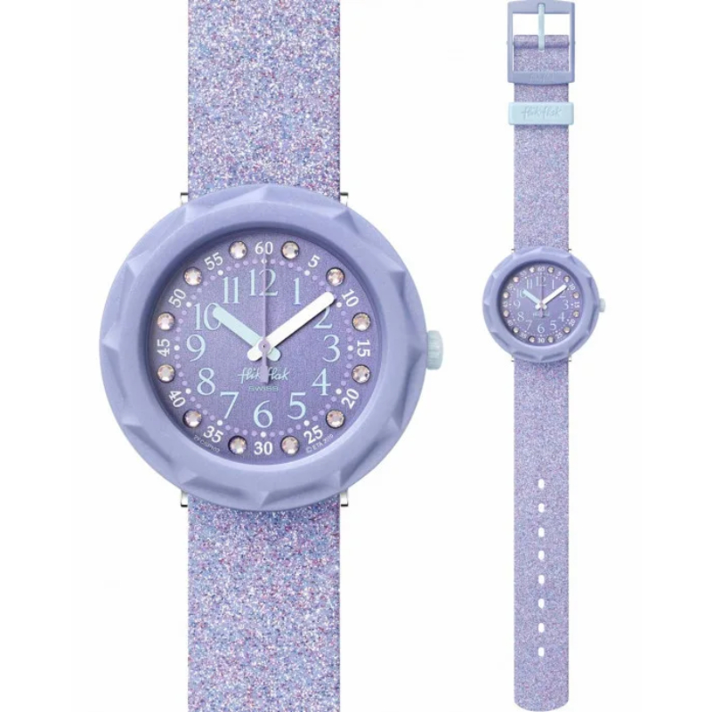 FLIK FLAK Lilaxus Crystals Purple Silicone Strap ZFCSP102